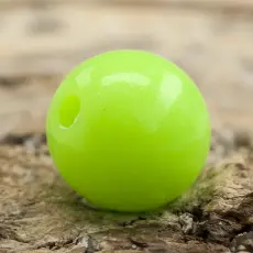 Rund, fluorescerande akrylpärla 6 mm, Gulgrön (30st)