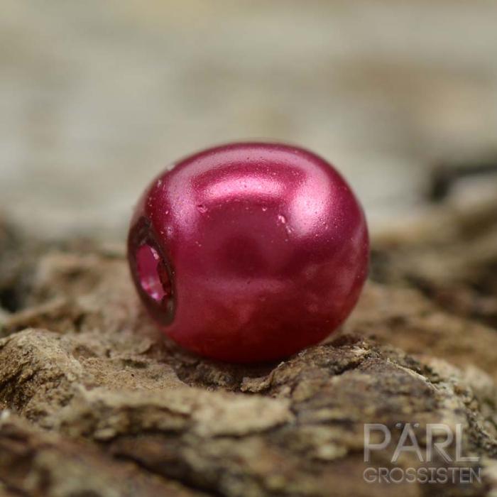 Vaxad glaspärla 4 mm, Hallon (60st)