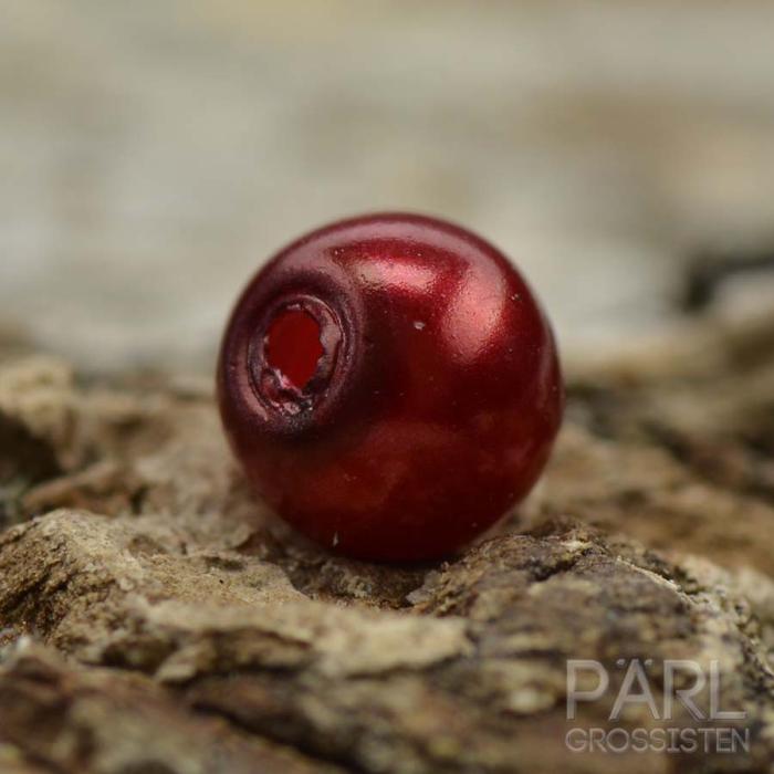 Vaxad glaspärla 4 mm, Mörkröd (60st)