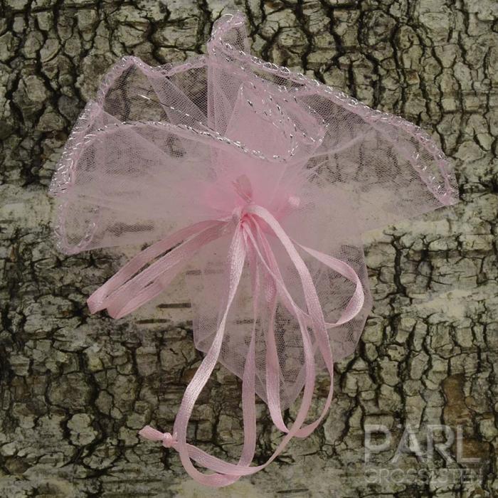 Rund tygpåse organza 26 cm, Rosa (st)