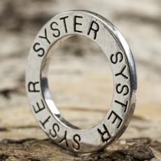 Budskapsring "SYSTER" 23 mm, Antiksilver (st)