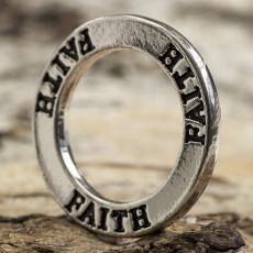 Budskapsring "Faith" 22 mm, Antiksilver (st)