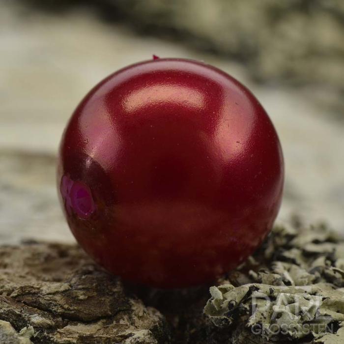 Vaxad glaspärla 14 mm, Hallon (5st)