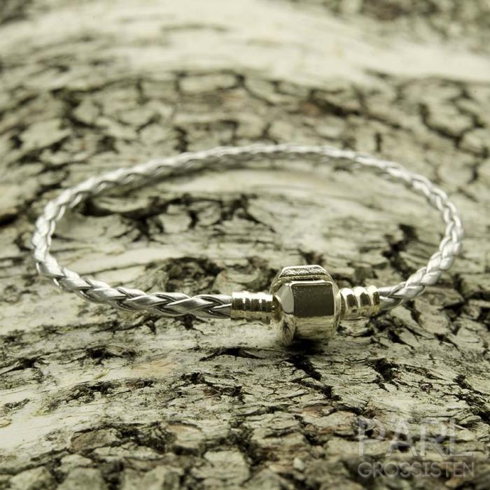 Armband läderimitation, Silver (st)