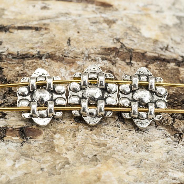 Mellandel Blomma med Strass 13x13x3 mm, Rosa/Antiksilver (st)