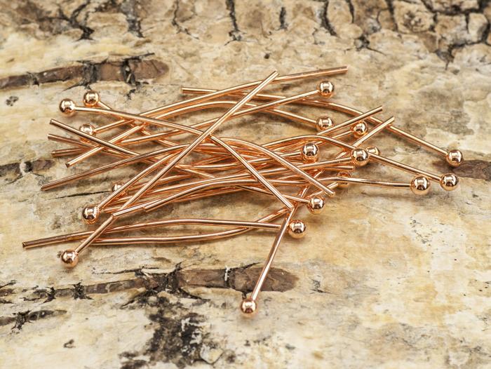 Hattnål med kula 30x0,7 mm, Roséguld (20st)