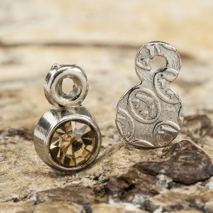 Berlock strass November 5x8 mm, Gul/Silverfärgad (5st)