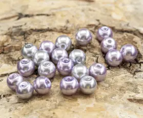 Vaxad glaspärla 6 mm, Lavendelmix (40st)