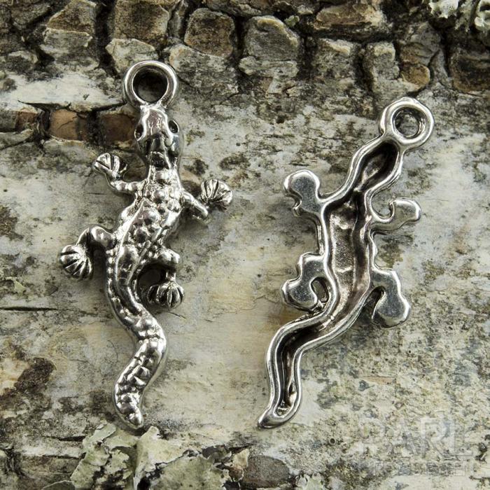 Berlock Ödla 31x12 mm, Antiksilver (st)