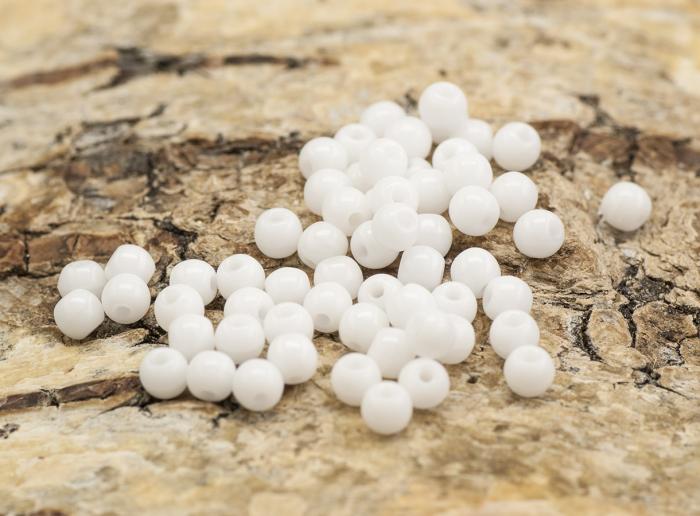 Glaspärla rund 3 mm, Vit (5g)