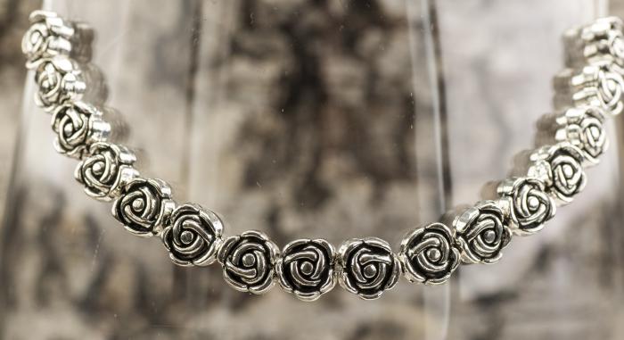 Mellandel Ros 7 mm, Antiksilver (10st)