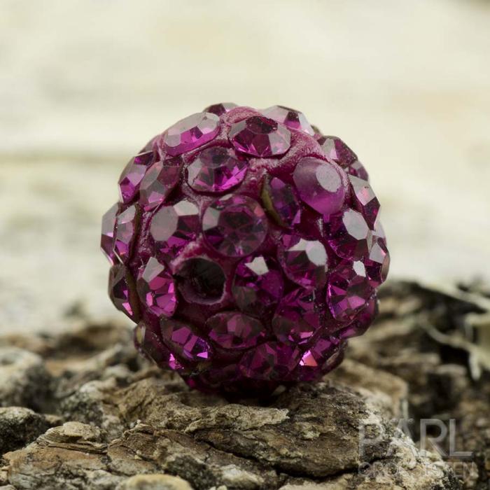 Shamballapärla strass/polymer 10 mm, Fuchsia (st)