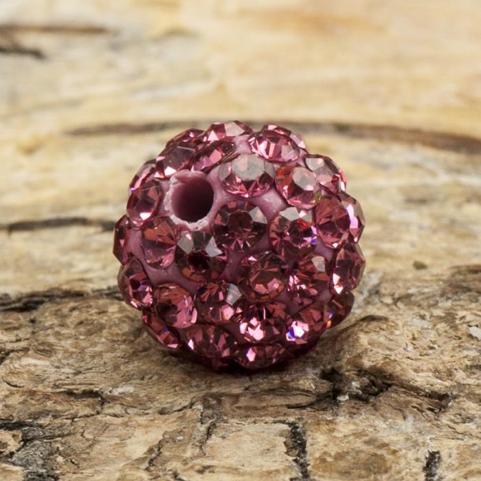 Shamballapärla strass/polymer 10 mm, Rosa (st)