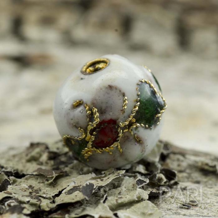 Cloisonnepärla 10 mm, Vit (st)