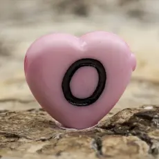 Bokstavspärla hjärtformad O 11x12 mm, Rosa (5st)