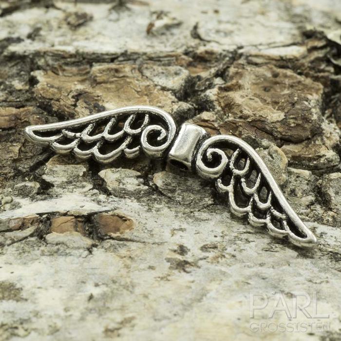 Mellandel Stora änglavingar 32x6 mm, Antiksilver (5st)