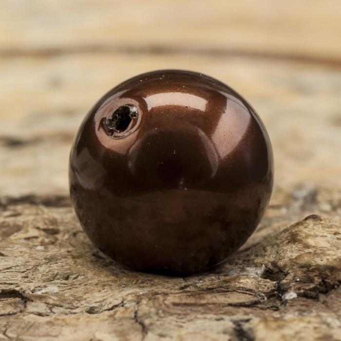 Vaxad glaspärla 8 mm, Brun (20st)