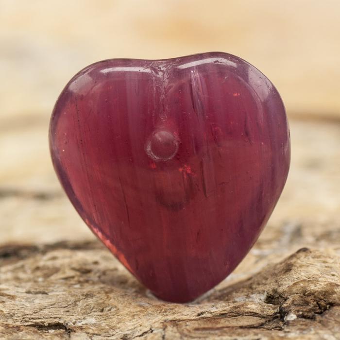 Glaspärla Hjärta 11x12 mm, Vinröd (10st)