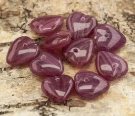Glaspärla Hjärta 11x12 mm, Vinröd (10st)