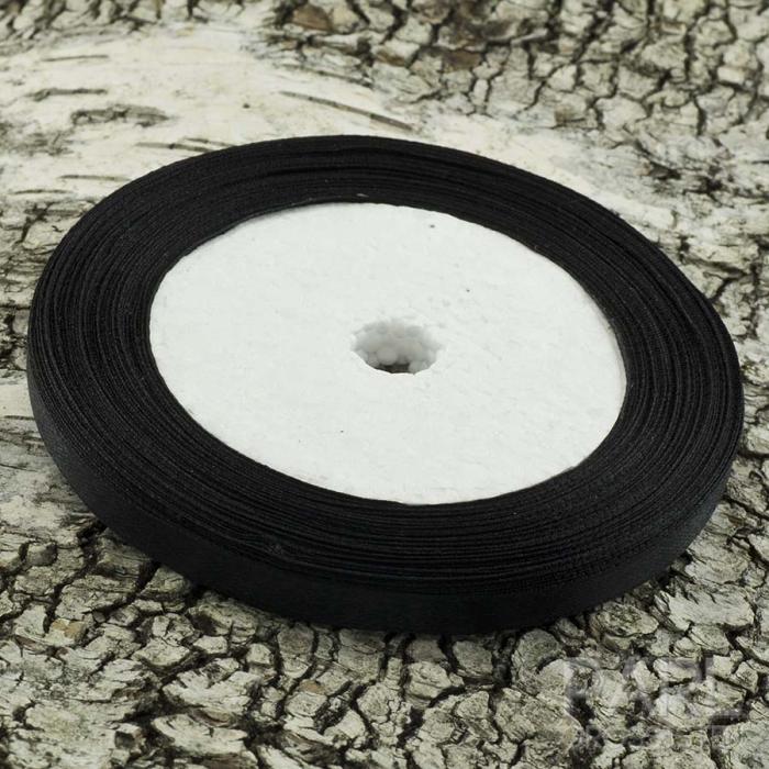 Satinband 6 mm, Svart (20m)