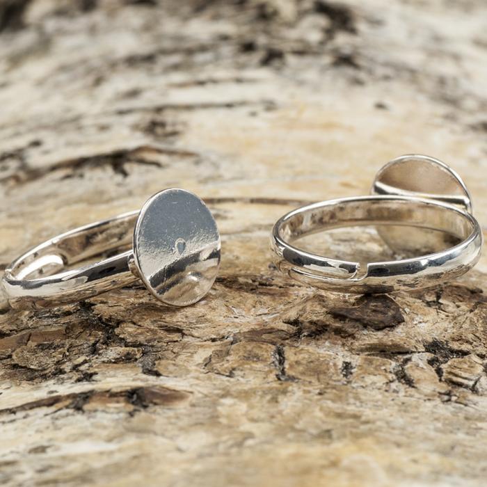 Ringstomme med platta justerbar 17x10 mm, Silverfärg (5st)