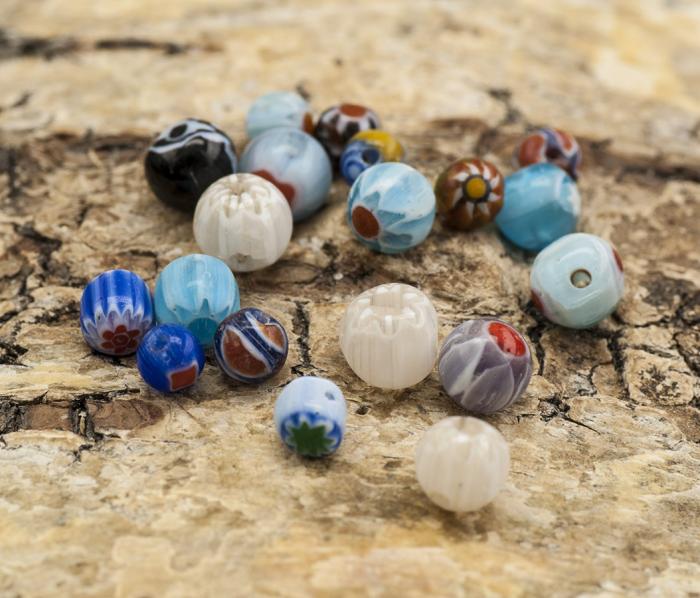 Glaspärla Millefiori 4-6 mm, Färgmix (20st)