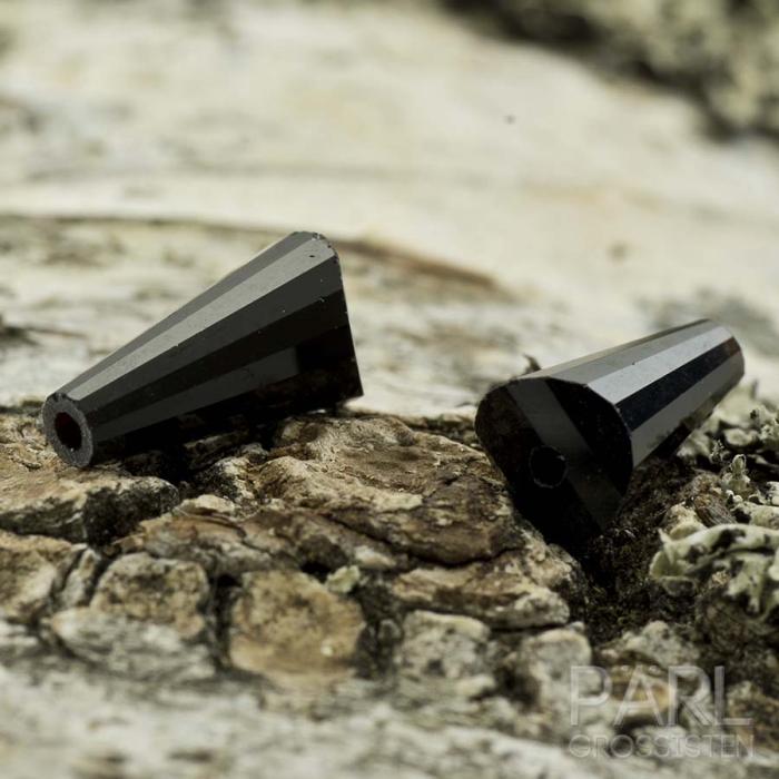 Glaspärla Cone 12 mm, Svart (5st)