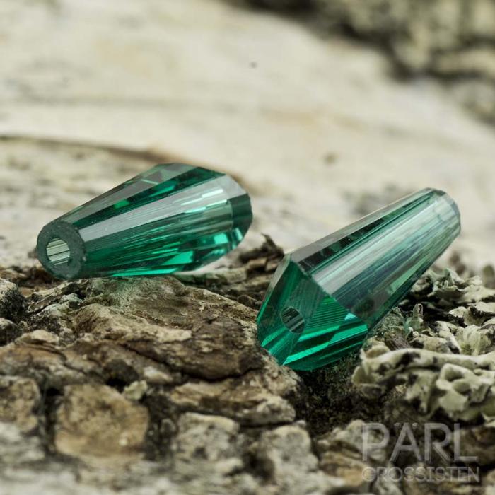 Glaspärla Cone 12 mm, Mörkgrön (5st)