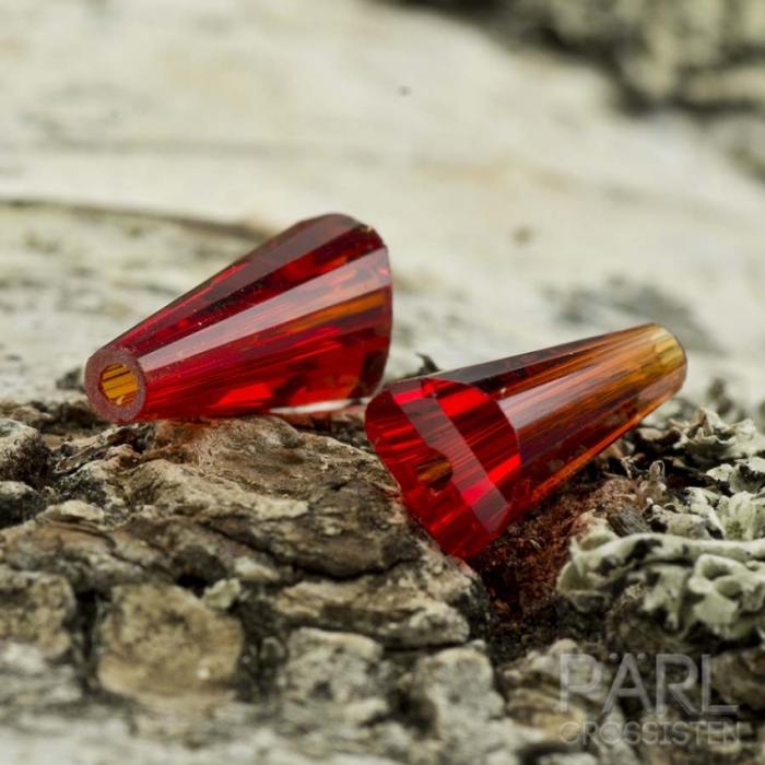 Glaspärla Cone 12 mm, Röd (5st)