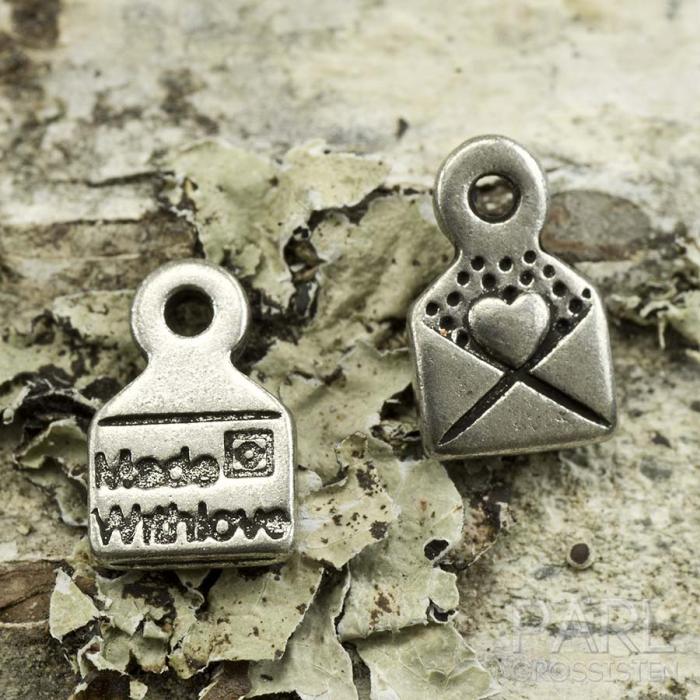 Berlock Brev 6,5x10 mm, Antiksilver (10st)