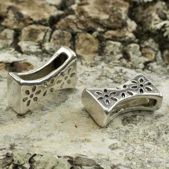 Slider Blomma 9x14 mm, Antiksilver (st)