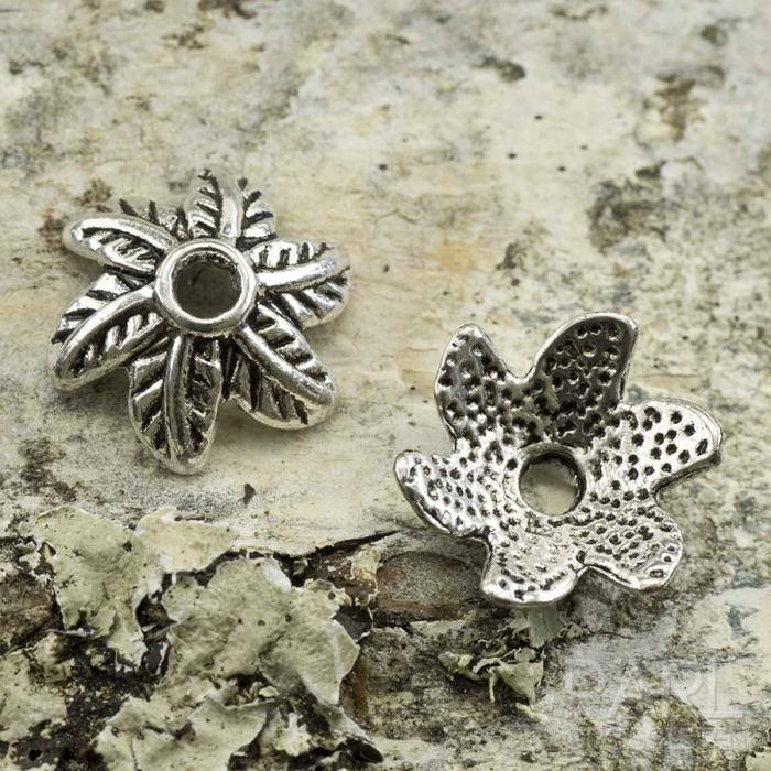 Pärlhållare Löv 11 mm, Antiksilver (10st)
