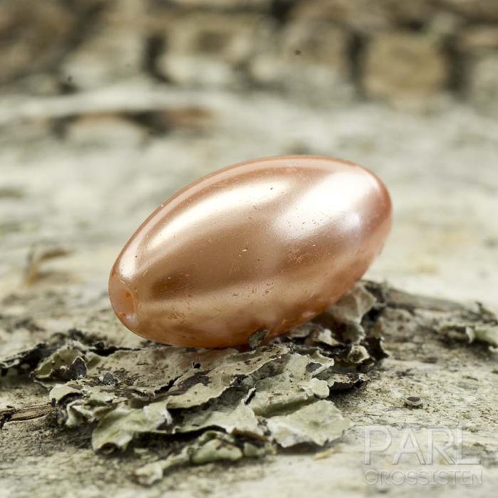 Vaxad glaspärla Ris 16x8 mm, Korall (10st)
