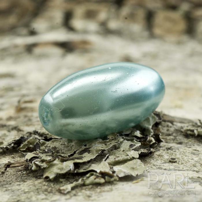 Vaxad glaspärla Ris 16x8 mm, Turkos (10st)