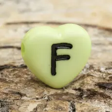 Bokstavspärla hjärtformad F 11x12 mm, Grön (5st)