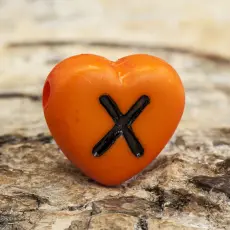 Bokstavspärla hjärtformad X 11x12 mm, Orange (5st)