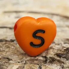 Bokstavspärla hjärtformad S 11x12 mm, Orange (5st)