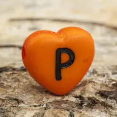 Bokstavspärla hjärtformad P 11x12 mm, Orange (5st)