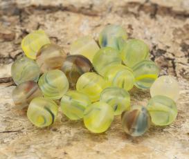 Frostad Glaspärla Pentagon 6 mm, Grönmix (20st)