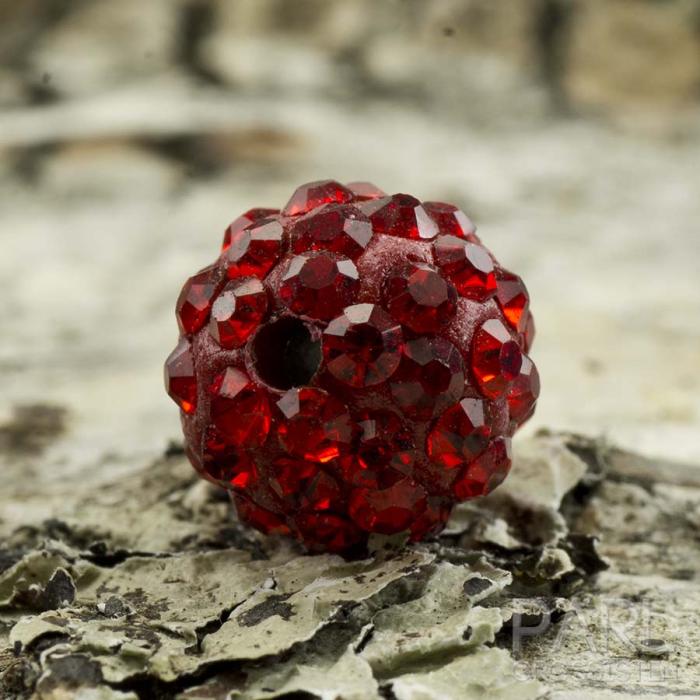 Shamballapärla strass/polymer 10 mm, Röd (st)
