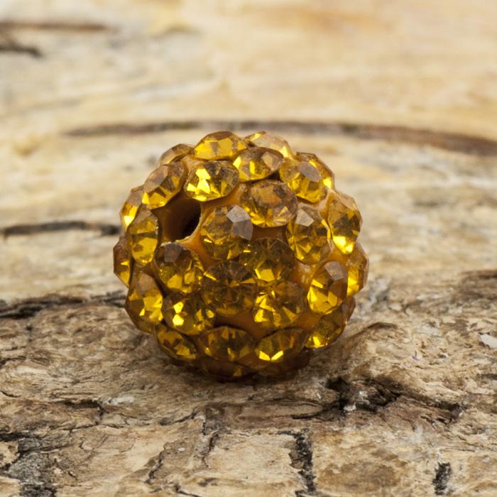 Shamballapärla strass/polymer 10 mm, Guld (st)