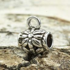 Berlockhållare Blomma, Antiksilver 9x7 mm (5st)