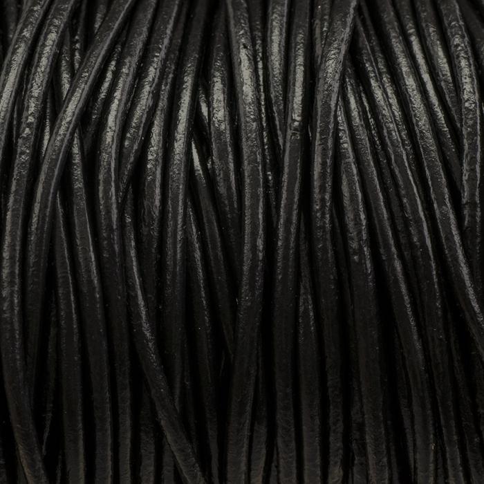 Äkta läderband 3 mm, Svart (meter)