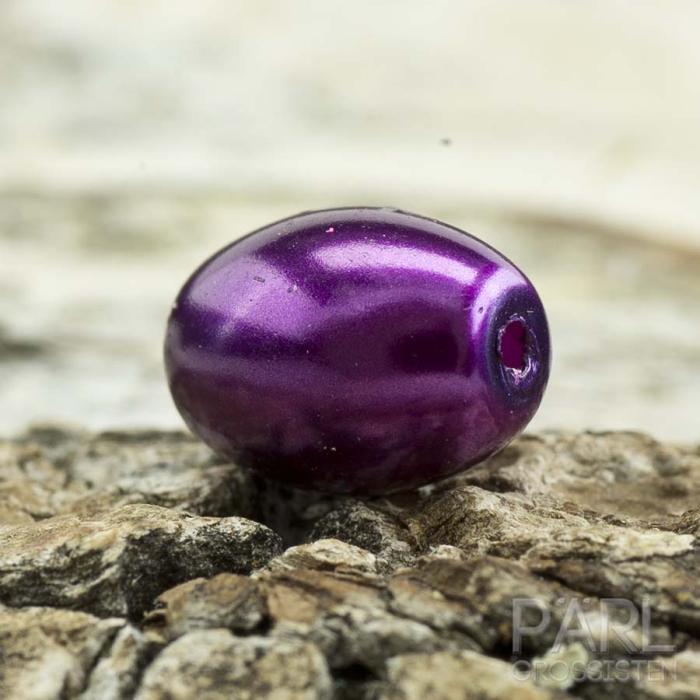 Oval vaxad glaspärla 8x6 mm, Lila (20st)