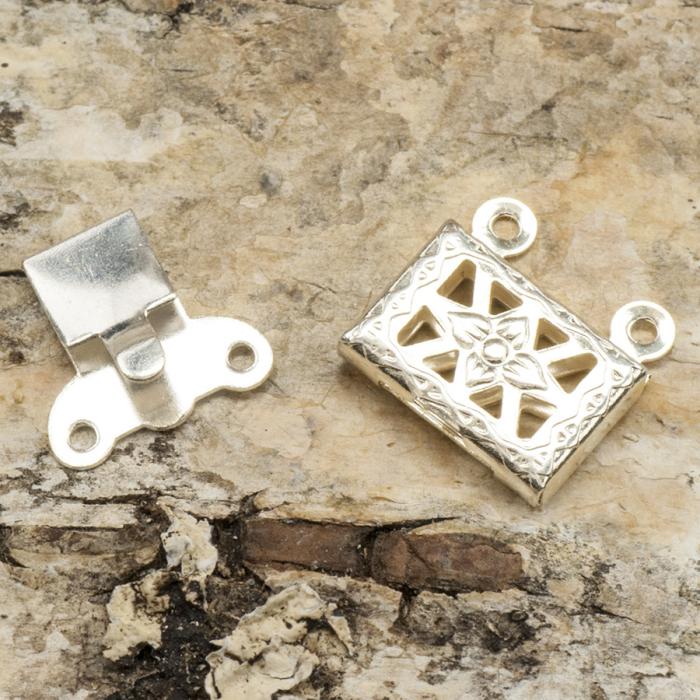 Istickslås 2-rader 15x10 mm, Silverfärg (5st)