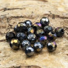 Glaspärla facetterad kula 6 mm, Svart AB (20st)