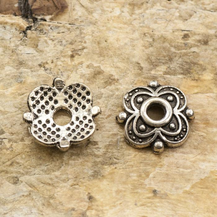 Pärlhållare Blomma 8mm, Antiksilver (20st)