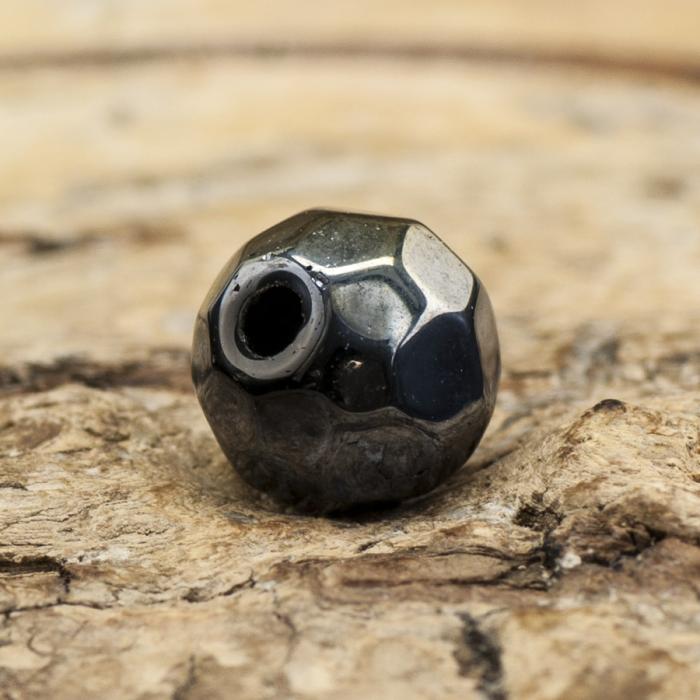 Glaspärla facetterad kula 6 mm, Svart AB (20st)