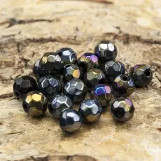 Glaspärla facetterad kula 6 mm, Svart AB (20st)