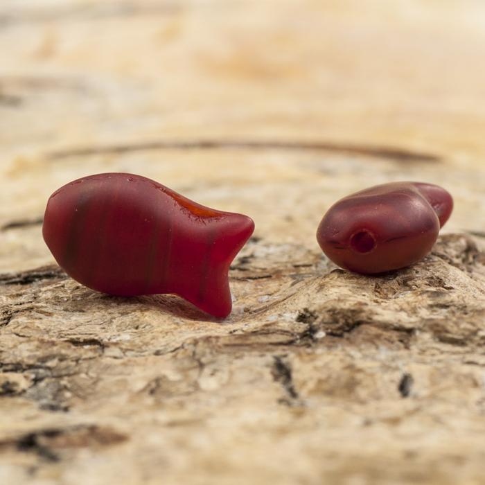 Glaspärla Fisk 6x10 mm, Rödmix (20st)